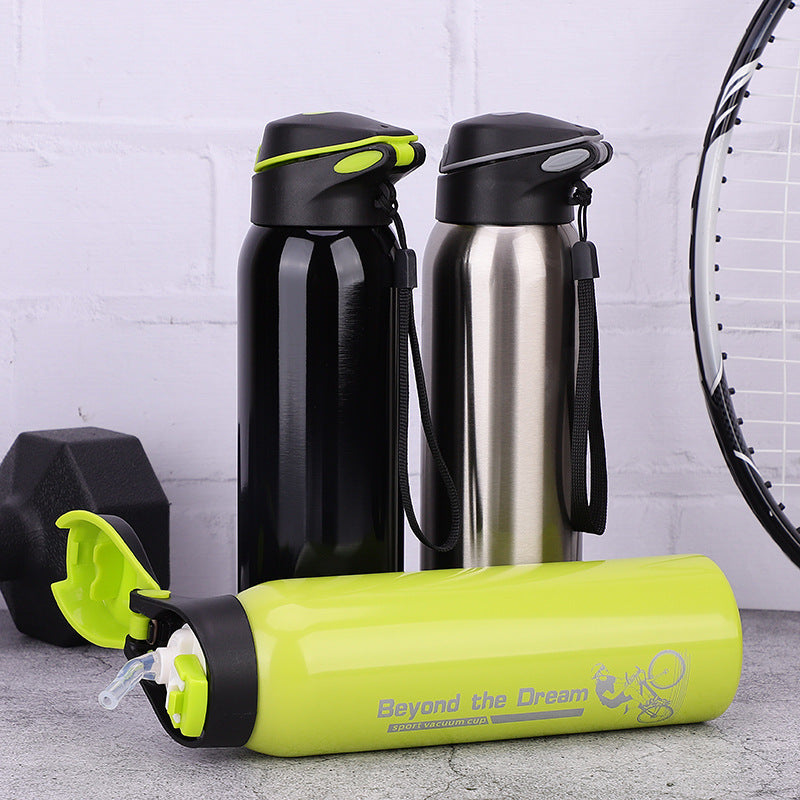 Stainless Steel Insulated Sports Cup with Straw and Strap
